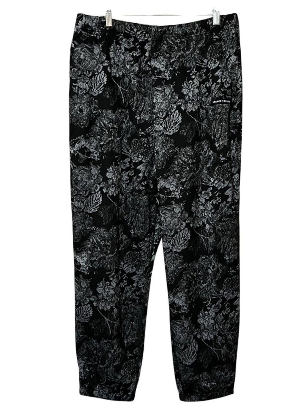 Savage X Fenty Bold Bloom Floral Jacquard Joggers Mens L Black Caviar NWT